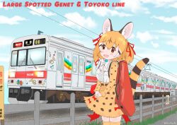 Rule 34 | absurdres, animal costume, animal ear fluff, animal ears, cat ears, cat girl, cat tail, highres, kemono friends, kemono friends v project, large-spotted genet (kemono friends), long hair, mo cha chi, ribbon, tail, twintails, virtual youtuber