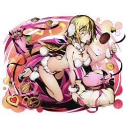 Rule 34 | 10s, 1girl, all fours, alpha transparency, animal ears, ass, blonde hair, bra, breasts, butt crack, candy, charlotte dunois, chocolate, chocolate heart, cleavage, costume, divine gate, dog ears, dog tail, fake animal ears, food, full body, hair between eyes, hair ribbon, hairband, heart, high heels, infinite stratos, jewelry, long hair, looking at viewer, low-tied long hair, medium breasts, mouth hold, necklace, official art, one eye closed, panties, poodle, poodle ears, poodle tail, purple eyes, purple ribbon, rabbit tail, ribbon, solo, strapless, strapless bra, tail, transparent background, ucmm, underwear, white bra, white panties, wrist cuffs
