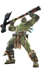 Rule 34 | 1boy, absurdres, astaroth (soulcalibur), axe, colored skin, golem, green skin, highres, male focus, pteruges, solo, soul calibur, soulcalibur, soulcalibur v, weapon