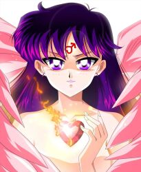Rule 34 | 1girl, bishoujo senshi sailor moon, earrings, heart, highres, hino rei, jewelry, long hair, purple eyes, purple hair, sailor mars, sumoonshi