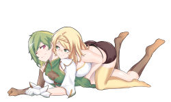 Rule 34 | + +, 2girls, armelina, ass, aster crowley, blonde hair, breasts, filinion, glasses, gloves, green eyes, green hair, hand under clothes, highres, large breasts, massage, multiple girls, red eyes, saikyou wo kojiraseta level counter stop kenseijo beatrice, small breasts, smile, whale tail (clothing), yuri