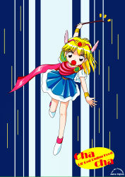 Rule 34 | 1990s (style), absurdres, akazukin chacha, blonde hair, chacha, cosplay, highres, jumping, magical princess