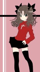 Rule 34 | 00s, 1girl, black thighhighs, fate/stay night, fate (series), solo, thighhighs, tohsaka rin, turtleneck