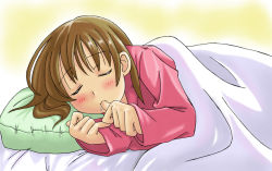 Rule 34 | 00s, 1girl, closed eyes, fukuzawa yumi, maria-sama ga miteru, pajamas, sleeping, solo, thumb sucking, toshifumi, under covers