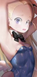 Rule 34 | 1girl, absurdres, blonde hair, blue archive, breasts, cleavage, embarrassed, fang, female focus, highres, leotard, nanao99999, open mouth, pantyhose, playboy bunny, small breasts, solo, sora (blue archive)