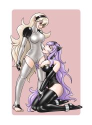 Rule 34 | 2girls, camilla (fire emblem), corrin (female) (fire emblem), corrin (fire emblem), fire emblem, fire emblem fates, highres, intelligent systems, latex, multiple girls, nintendo, pink background, rubberlink, tagme, transparent background, yuri