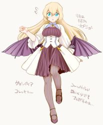 Rule 34 | 00s, 1girl, blonde hair, blue eyes, colette brunel, dress, long hair, solo, tales of (series), tales of symphonia, thighhighs, translation request, wings