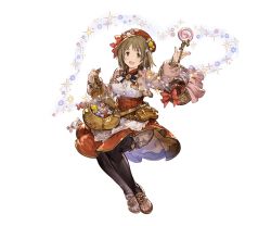 Rule 34 | 10s, :d, bag, bloomers, brown eyes, brown hair, candy, candy cane, doughnut, dress, flower, food, full body, granblue fantasy, hair flower, hair ornament, hat, idolmaster, idolmaster cinderella girls, mimura kanako, minaba hideo, official art, open mouth, pantyhose, pouch, ribbon, short hair, sitting, smile, solo, sparkle, transparent background, underwear
