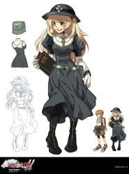 Rule 34 | 1boy, 1girl, bible (object), black dress, black footwear, blonde hair, book, boots, breasts, brown hair, character request, concept art, dress, full body, gloves, grandyoukan, habit, hat, holding, holding book, juliet sleeves, korean text, long hair, long sleeves, looking afar, medium breasts, novice (ro2), official art, open mouth, pantyhose, puffy sleeves, ragnarok online 2: gate of the world, simple background, translation request, white background, white gloves