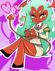 Rule 34 | 10s, colored skin, demon girl, fang, horns, panty &amp; stocking with garterbelt, red skin, scanty (psg), smile, tail