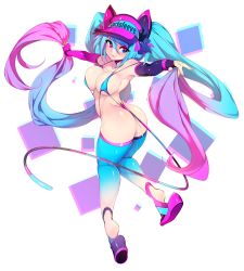 Rule 34 | 1girl, absurdres, baseball cap, blue eyes, blue hair, blue one-piece swimsuit, breasts, cleavage, full body, gradient hair, hat, heterochromia, highres, large breasts, long hair, multicolored hair, multicolored tail, one-piece swimsuit, original, pink eyes, pink hair, shiny skin, slingshot swimsuit, slugbox, smile, solo, swimsuit, tail, thighhighs, twintails, vomi agogo (slugbox)
