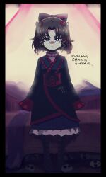 Rule 34 | 1girl, aramaki kayono, digimon, digimon ghost game, dress, expressionless, female focus, gothic lolita, highres, lolita fashion, looking at viewer, short hair, solo