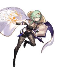 Rule 34 | 1girl, arm guards, armor, belt, black footwear, book, boots, brown pantyhose, byleth (female) (fire emblem), byleth (fire emblem), cape, dagger, fire emblem, fire emblem: three houses, fire emblem heroes, full body, gold trim, green eyes, green hair, high heel boots, high heels, highres, holding, holding book, jewelry, kakage, knee boots, knife, leg up, midriff, navel, nintendo, official art, open book, open mouth, pantyhose, pantyhose under shorts, print pantyhose, shiny clothes, short hair, short sleeves, shorts, smile, solo, stomach, tiara, transparent background, weapon