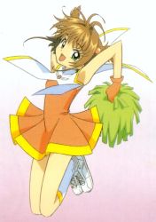 Rule 34 | 1990s (style), brown hair, cardcaptor sakura, cheerleader, child, green eyes, kinomoto sakura, pom pom (cheerleading)
