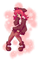 Rule 34 | 1girl, hat, la pucelle, lowres, nippon ichi, pantyhose, pink eyes, pink hair, prier, shoes, solo, sweater, tsuyuka (sunny spot), winter