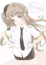 Rule 34 | 10s, 1girl, blush, breasts, brown eyes, brown hair, frapowa, hands on own hips, long hair, looking at viewer, love live!, love live! school idol festival, love live! school idol project, minami kotori, necktie, one side up, side ponytail, skirt, smile, solo