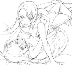 Rule 34 | 00s, 2girls, arm support, bare shoulders, breast press, breasts, cleavage, collarbone, dress, female focus, greyscale, juliet nao zhang, large breasts, looking at viewer, lying, marvel, monochrome, multiple girls, my-otome, natsuki kruger, on back, on stomach, simple background, spider-man (series), white background, yuri