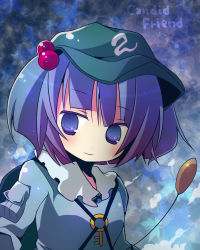 Rule 34 | 1girl, ana (rznuscrf), blue eyes, blue hair, cattail, face, female focus, hair bobbles, hair ornament, kawashiro nitori, key, light smile, lowres, matching hair/eyes, plant, sad, short hair, solo, touhou, twintails, two side up