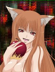 Rule 34 | 00s, 1girl, alternate breast size, animal ears, bad id, bad pixiv id, breasts, cleavage, holo, large breasts, madhatter hello, nude, solo, spice and wolf, wolf ears
