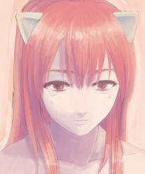 Rule 34 | 00s, 1girl, elfen lied, horns, kaede (character), lucy (elfen lied), mosspict, pink hair, portrait, solo, tears