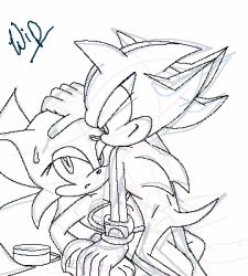 Rule 34 | animal, blue eyes, furry, lowres, monochrome, nude, red eyes, rouge the bat, sex, shadow the hedgehog, sketch, sonic (series), tagme, unfinished