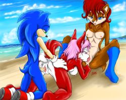 Rule 34 | anal, anal fingering, animal ears, anus, archie comics, barefoot, beach, bisexual, bisexual female, breasts, cum, cunnilingus, double penetration, feet, fingering, furry, multiple penetration, nipples, nude, oral, penis, pussy, sally acorn, sex, shoes, soles, sonic (series), sonic the hedgehog, spread legs, spread pussy, tail