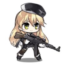 Rule 34 | 1girl, animated, animated gif, arms behind head, assault rifle, blonde hair, boots, full body, girls&#039; frontline, gloves, green eyes, grin, gun, hat, jojo no kimyou na bouken, long hair, lowres, military, military hat, military uniform, mod3 (girls&#039; frontline), necktie, official art, parody, rifle, rudolph von stroheim, salute, saru, shirt, sidelocks, simple background, skirt, smile, solo, stg44, stg44 (girls&#039; frontline), stg44 (mod3) (girls&#039; frontline), thighhighs, uniform, weapon, white background, white gloves