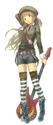 Rule 34 | bass guitar, guitar, hat, instrument, original, sabamu, solo, striped clothes, striped thighhighs, thighhighs