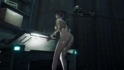 Rule 34 | 1girl, 3d, animated, arched back, ass, black hair, bodysuit, box, breasts, curvy, eve (stellar blade), huge ass, large breasts, long hair, official art, ponytail, skin suit (stellar blade), skin tight, stellar blade, tagme, thick thighs, thighs, video, wide hips