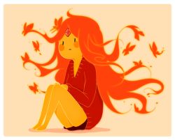 Rule 34 | 1girl, adventure time, bad deviantart id, bad id, blush stickers, bug, butterfly, cartoon network, fire, flame hair, flame princess, forehead jewel, glowing, glowing skin, insect, long hair, long sleeves, princess, red eyes, shorts, sitting, solo, sweater