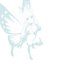 Rule 34 | absurdres, aerie (bravely default), artist name, boots, bravely default: flying fairy, bravely default (series), breasts, choker, drawfag, fairy, fairy wings, highres, horns, long hair, monochrome, nipples, pointy ears, shishigaj5, small breasts, smile, thigh boots, thighhighs, wings