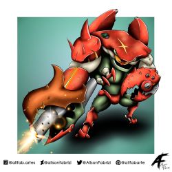 Rule 34 | claws, crab, digimon, flamethrower, looking at viewer, original, scar, weapon, zodiac