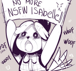 Rule 34 | 1girl, angry, animal crossing, animal ears, barking, blush, dog ears, dog girl, furry, furry female, holding, holding sign, isabelle (animal crossing), nintendo, open mouth, sho-n-d, sign, solo, tail, tail wagging