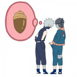 Rule 34 | 2boys, acorn, brown hair, bubble, full body, funnyfunny, goggles, grey hair, hands in pockets, hatake kakashi, long sleeves, male focus, mask, multiple boys, naruto (series), naruto shippuuden, pants, shoes, short hair, simple background, uchiha obito, white background