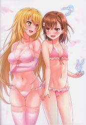 Rule 34 | + +, 2girls, absurdres, anger vein, angry, arms under breasts, bikini, biribiri, blonde hair, blush, breast envy, breasts, brown eyes, brown hair, cleavage, collarbone, crossed arms, elbow gloves, electricity, electrokinesis, fantasy, feet out of frame, frilled bikini, frills, front-tie bikini top, front-tie top, gloves, hair between eyes, hair ornament, halterneck, highres, huge filesize, isshi pyuma, large breasts, long hair, looking at another, medium hair, misaka mikoto, multiple girls, navel, open mouth, pink bikini, psychic, scan, science fiction, shokuhou misaki, short hair, small breasts, smile, sparkle, sparkling eyes, star-shaped pupils, star (symbol), stomach, swimsuit, symbol-shaped pupils, thighhighs, thighs, toaru kagaku no railgun, toaru majutsu no index, toaru majutsu no index gaiden: toaru kagaku no mental out, twitter username, v-shaped eyebrows, very long hair, white gloves, yellow eyes
