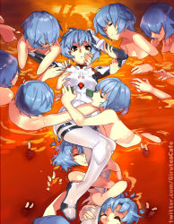 Rule 34 | :&lt;, ahoge, ankle grab, antenna hair, arm grab, artist name, ass, ayanami rei, bleeding, blood, blue hair, bob cut, bodysuit, clone, commentary, convenient leg, crossed legs, curvy, english commentary, girutea, grabbing, half-closed eyes, hand on another&#039;s cheek, hand on another&#039;s face, hand on breast, hugging another&#039;s leg, lcl, multiple persona, neon genesis evangelion, nude, partially submerged, plugsuit, pulling another&#039;s clothes, red eyes, ribs, short hair, sidelocks, split mouth, submerged, twitter username, white bodysuit