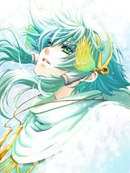 Rule 34 | 00s, 1boy, green eyes, green hair, hair tubes, ion (tales), long hair, male focus, matching hair/eyes, short hair with long locks, solo, tales of (series), tales of the abyss, tegaki