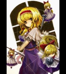 Rule 34 | 1girl, alice margatroid, blonde hair, blue eyes, capelet, doll, female focus, hairband, lance, luft, polearm, short hair, solo, touhou, weapon