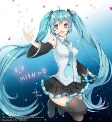 Rule 34 | 1girl, :d, ahoge, amick (americanomix), bad id, bad pixiv id, black footwear, black skirt, blue eyes, blue hair, blue necktie, boots, character name, detached sleeves, floating hair, full body, hatsune miku, headphones, headset, highres, long hair, looking to the side, microphone, miniskirt, necktie, open mouth, pleated skirt, shirt, skirt, sleeveless, sleeveless shirt, smile, solo, thigh boots, thighhighs, twintails, very long hair, vocaloid, watermark, white shirt, zettai ryouiki