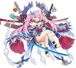 Rule 34 | 1girl, ahoge, amaterasu (ark order), ankle rope, anklet, ark order, artist request, barefoot, belt, black bra, black panties, blue eyes, blue hair, blue kimono, bra, character doll, gradient hair, holding, holding sword, holding toy, holding weapon, japanese clothes, jewelry, katana, kendama, kimono, long hair, long sleeves, multicolored hair, obi, official art, panties, pink hair, print kimono, rope, sash, shimenawa, sidelocks, solo, streaked hair, susanoo (ark order), sword, tachi-e, toy, transparent background, twintails, underwear, very long hair, wave print, weapon, wide sleeves