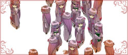 Rule 34 | 6+girls, bonnet, clone, female focus, framed, hat, long hair, multiple girls, patchouli knowledge, purple hair, red eyes, robe, sakamoto kengo, simple background, touhou