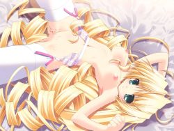 Rule 34 | 00s, 1girl, blonde hair, censored, game cg, mosaic censoring, oono tetsuya, priecia, prism ark, solo, thighhighs