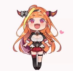 Rule 34 | 1girl, ahoge, ahoge wag, animated, animated gif, asymmetrical legwear, black footwear, black hairband, black thighhighs, blinking, blunt bangs, bow, braid, breasts, chibi, cleavage, cleavage cutout, clothing cutout, expressive hair, fangs, full body, hairband, heart, hololive, horn bow, horn ornament, horns, kiryu coco, large breasts, long hair, looking at viewer, mismatched legwear, motion blur, multicolored eyes, multicolored hair, open mouth, orange hair, pleated skirt, pointy ears, purple eyes, red eyes, red skirt, simple background, single braid, single thighhigh, skin fangs, skirt, smile, solo, sparkle, streaked hair, striped, striped bow, tail, tail wagging, thank you, thigh strap, thighhighs, very long hair, virtual youtuber, waka (wkmtr), white background