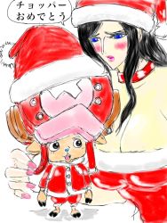 Rule 34 | 1boy, 1girl, age difference, cleavage, gmotida, nico robin, one piece, smile, tony tony chopper