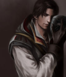 Rule 34 | 1boy, assassin&#039;s creed (series), assassin&#039;s creed ii, bad id, bad pixiv id, brown eyes, brown hair, ezio auditore da firenze, gloves, labyrinth-s, male focus, mask, scar, smile, solo
