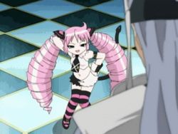 Rule 34 | 00s, aged down, animal ears, animated, animated gif, demon tail, drill hair, esmerelda, lowres, pink hair, qvga, saint october, screencap, striped legwear, tail, thighhighs, twintails