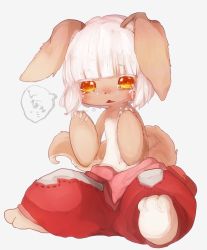 Rule 34 | 1other, banchiku, brown eyes, rabbit, crying, furry, made in abyss, nanachi (made in abyss), short hair, solo, tears, white hair