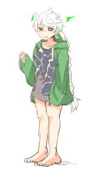 Rule 34 | 10s, 1girl, bare legs, barefoot, braid, cat, cat shooting lightning, green jacket, hand in pocket, hand up, jacket, kantai collection, lightning, long braid, long hair, open mouth, orb, rebecca (keinelove), single braid, sketch, solo, unryuu (kancolle), very long hair, white hair, zipper pull tab