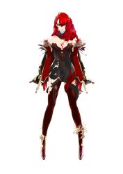 Rule 34 | 1girl, breasts, deception (tecmo), deception iv another princess, female focus, kagero deception, large breasts, red hair, simple background, solo, tagme, tecmo