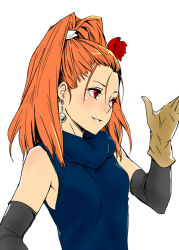 Rule 34 | 1girl, barbara (dq6), detached sleeves, dragon quest, dragon quest vi, earrings, female focus, gloves, high ponytail, jewelry, npt (calpis), orange hair, red eyes, solo
